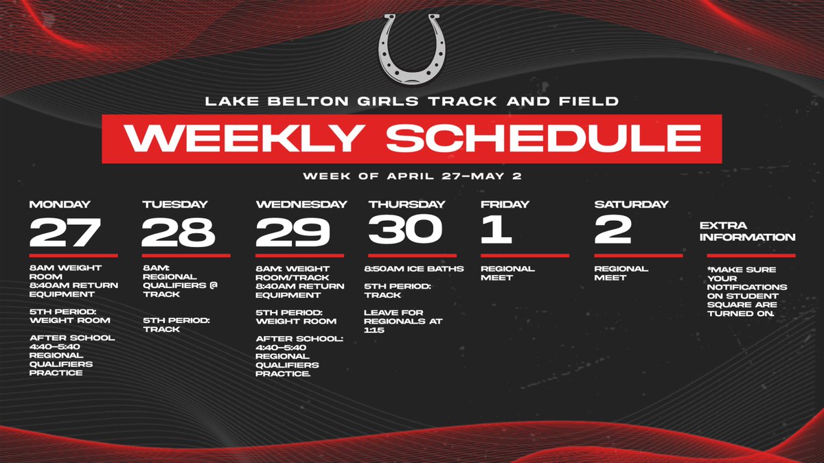 LBHSGirlsTrack's tweet photo. Weekly Schedule April 27-May 2 https://t.co/KOHqZRK5JZ