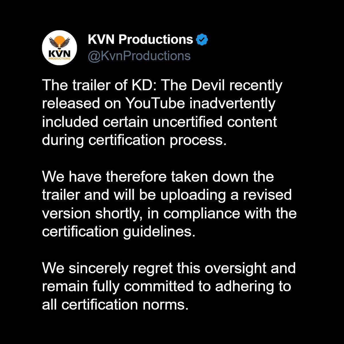 KVN &amp; CBFC — a never-ending love story! 

First it was the Jana Nayagan certification battle, and now #KDTheDevil faces the same fate. From 'vulgar' song lyrics to uncertified trailer content, the hurdles for KVN Productions just don't stop.

Will the 'Action Prince' Dhruva Sarja
