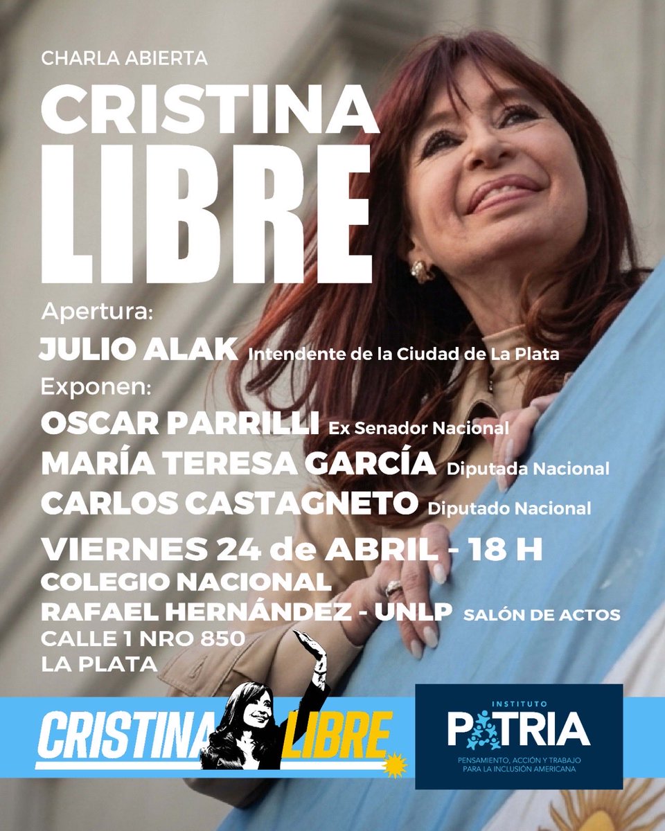 OscarParrilli's tweet photo. Nos vemos hoy a las 18 hs #LaPlata 
🔴 También podés seguir la transmisión en vivo por YouTube
 👉  https://t.co/0LpLEDjgCI https://t.co/BdLSBwBhWc