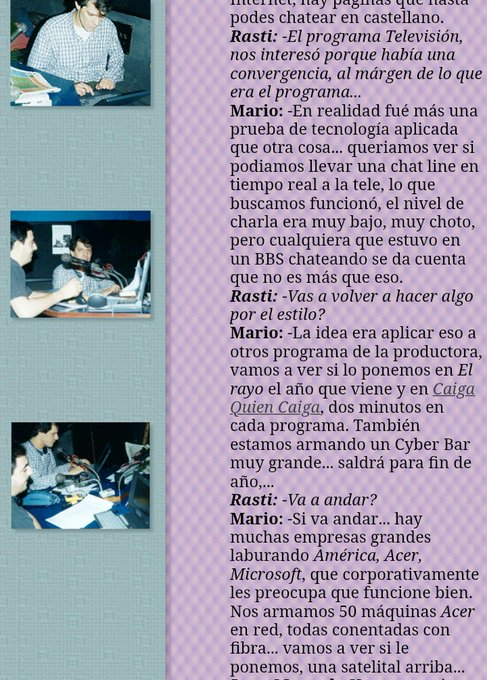 paleointernet's tweet photo. @resistearchivo En esta entrevista rescatada de un archivo de internet, también hablaba sobre el programa y sobre el internet de la época. https://t.co/6g3gTMTOXU