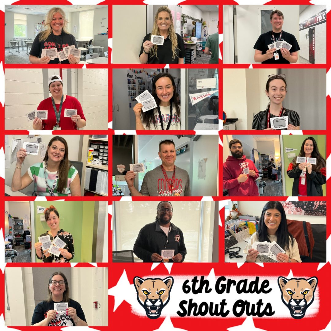 cwoottie's tweet photo. Another Fri-YAY full of Shout Outs! 🎉Our 6th graders showed lots of ❤️ to teachers and staff again this week! 🤩#WeeklyShoutOuts #KMSCougarPride 🐾 @MrsWidmier_KMS @02leili05 @counselors_kms https://t.co/ZS42eLsa5N