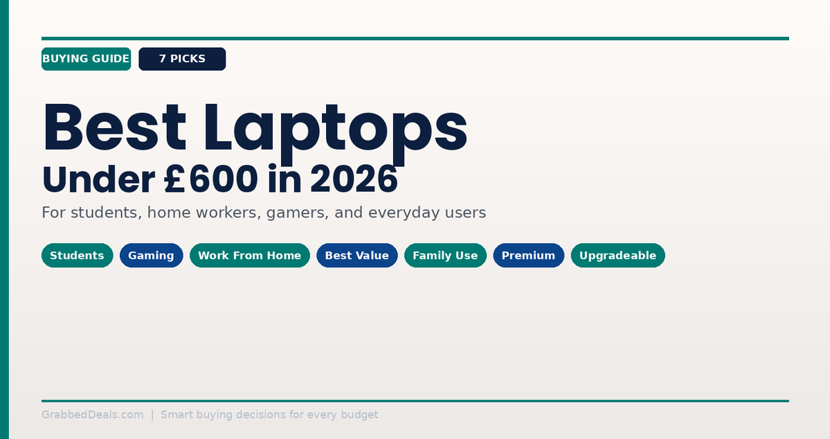GrabbedDeal's tweet image. Buying a laptop under £600 in 2026? The choices have never been better, but also never more confusing. I tested 7 options across every use case so you do not have to. 

Link - grabbeddeals.com/best-laptops-u…

#Laptops #Tech
