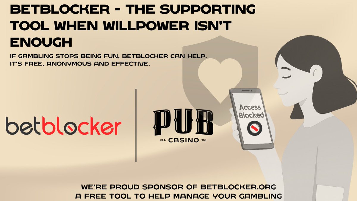PubCasino_UK's tweet image. 🧠 Mindful Monday!
We're proud to sponsor BetBlocker.org, helping you stay in control when it matters most.
Free. Anonymous. Effective.
#PubCasino #PlaySmart #BetBlocker