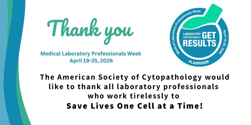 cytopathology's tweet image. 🔬🧪🥼 Happy Medical Laboratory Professionals Week! The American Society of Cytopathology would like to thank all laboratory professionals who work tirelessly to Save Lives One Cell at a Time!

#LabWeek2026  #LabWeek  #Lab4Life #MedicalLaboratoryProfessionalsWeek