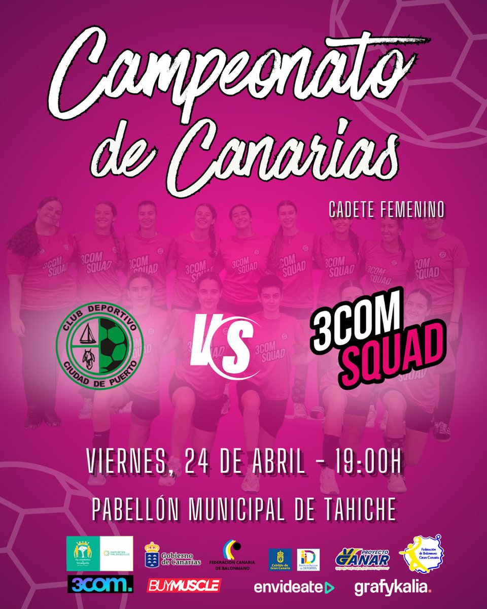 🔥 Segundo asalto del día: 𝗖𝗶𝘂𝗱𝗮𝗱 𝗱𝗲 𝗣𝘂𝗲𝗿𝘁𝗼 𝘃𝘀 𝟯𝗖𝗢𝗠 𝗦𝗾𝘂𝗮𝗱

🗓️ Hoy (24/04) | 🕖 19:00 | 📍 Tahiche

💗 A por todo.

#Somos3comsquad #MareaRosa