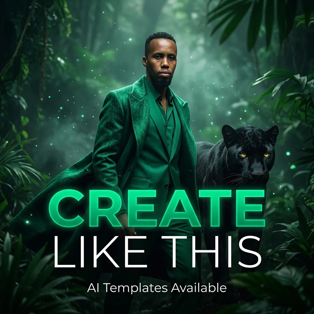 tjia_brian's tweet photo. AI isn’t the trend.
Taste is.

Emerald jungle. Panthers. Presence.

This wasn’t generated randomly — it was designed.

Want to create visuals like this?
Templates → https://t.co/4khqmzbo9P

#AIArt #CreativeAI #LonkeStudio #DigitalFashion #VisualCreators https://t.co/mm0nMBO6bm