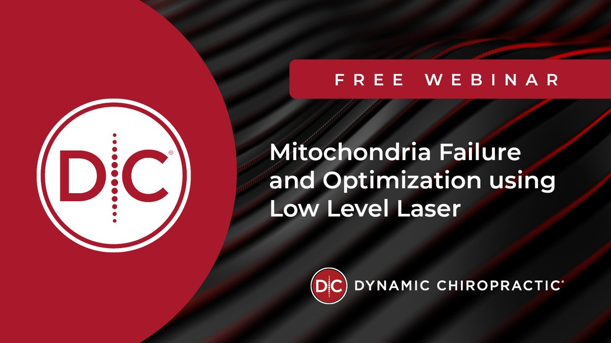 dynachiro's tweet image. Couldn't join us for yesterday's #webinar on mitochondrial failure and how to optimize it using low-level laser? It's available in our webinar archives here: dynamicchiropractic.com/webinars/detai… #Chiropractic #healthcare