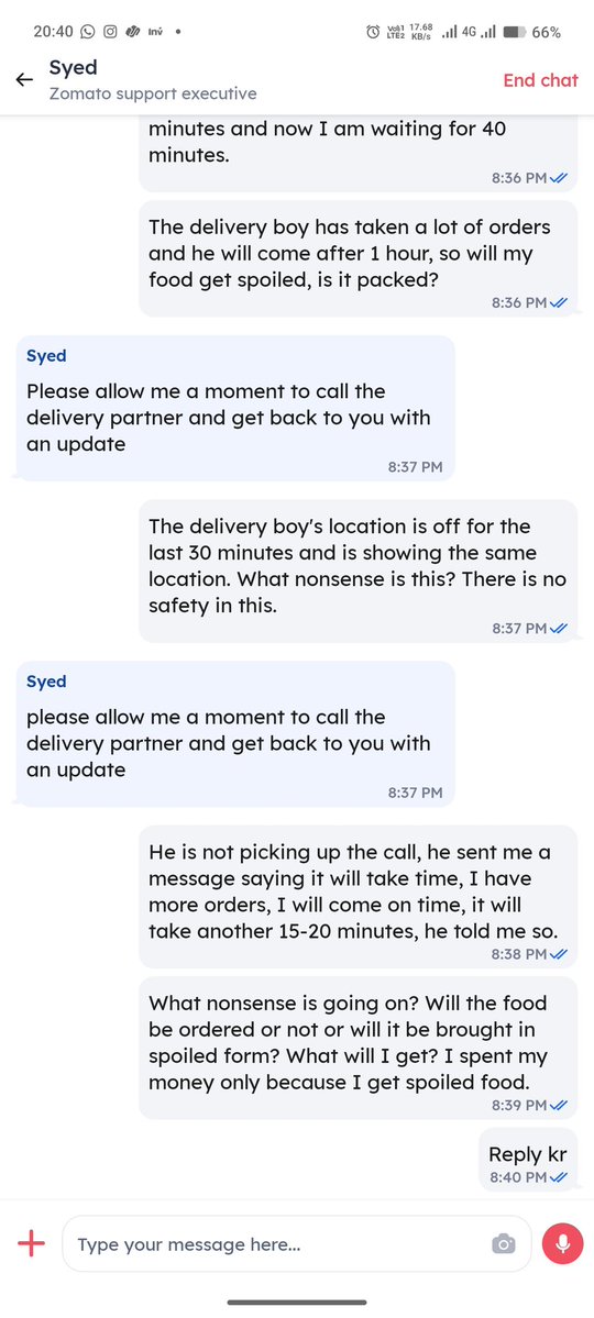 Pk_jatt9's tweet image. Disappointed @zomato. My order was delayed by hour. When the delivery partner finally arrived, he was with a girl, wasn't even carrying delivery bag. To make matters worse, he was incredibly abusive and used foul language. This is a serious safety &amp;amp; service concern. 😡 #Zomato