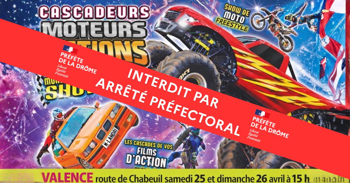 Image de Préfète de la Drôme - #Sécurité | 🚫 Spectacle de Monster Trucks interdit par arrêté préfectoral 🚫

Le spectacle « Cascad