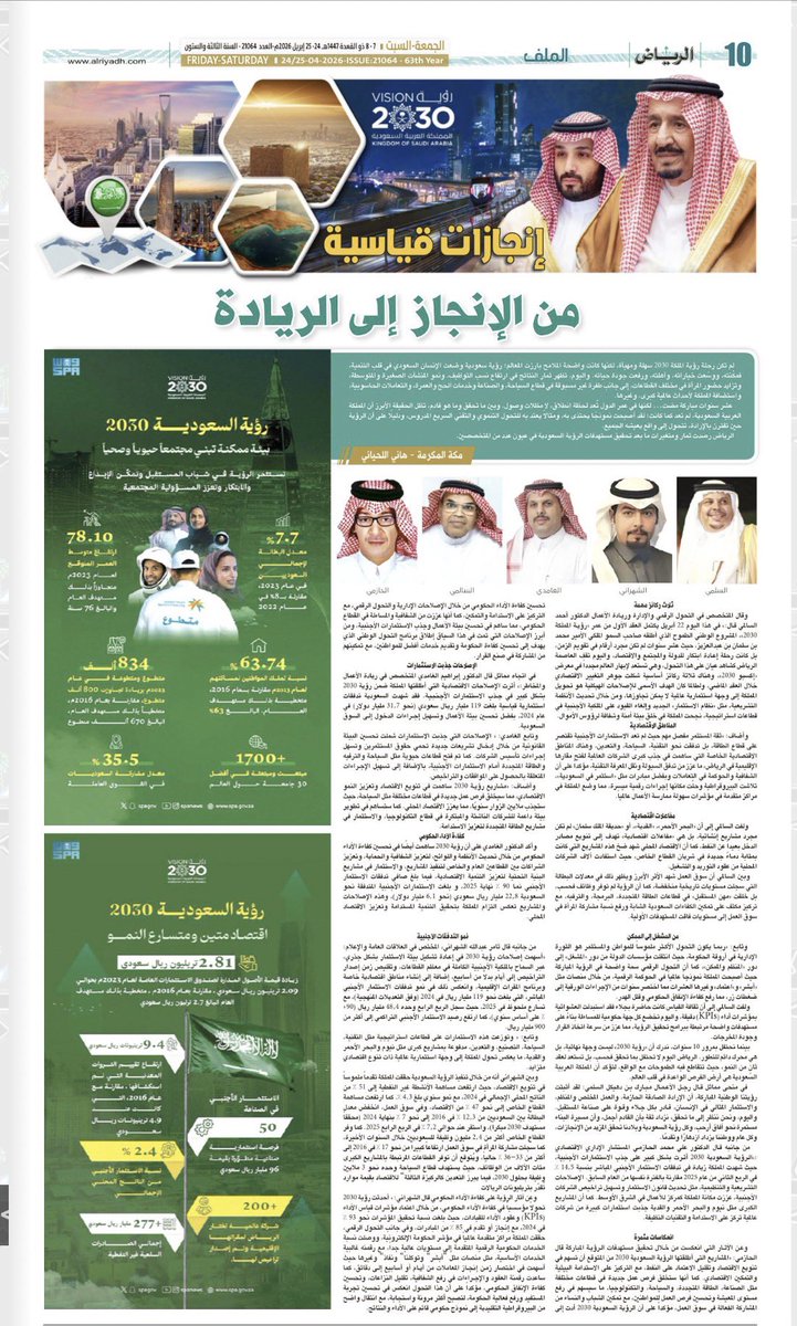 th_alshahrani1's tweet photo. سعدت بالمشاركة في تحقيق صحيفة الرياض، 
حيث تناولت أبرز محاور التحول في #السعودية
ضمن #رؤية_2030، ومن أهم ما تطرقت إليه:

-إعادة تشكيل بيئة الاستثمار وجذب الاستثمارات 
الأجنبية.

-تسارع نمو القطاعات غير النفطية وتنويع الاقتصاد.

-تمكين القطاع الخاص وخلق فرص وظيفية 
واسعة.

-ارتفاع مشاركة المرأة في سوق العمل.

-التحول الرقمي ورفع كفاءة الأداء الحكومي.

للاطلاع على التحقيق كاملًا:
https://t.co/gzPohJTrtu