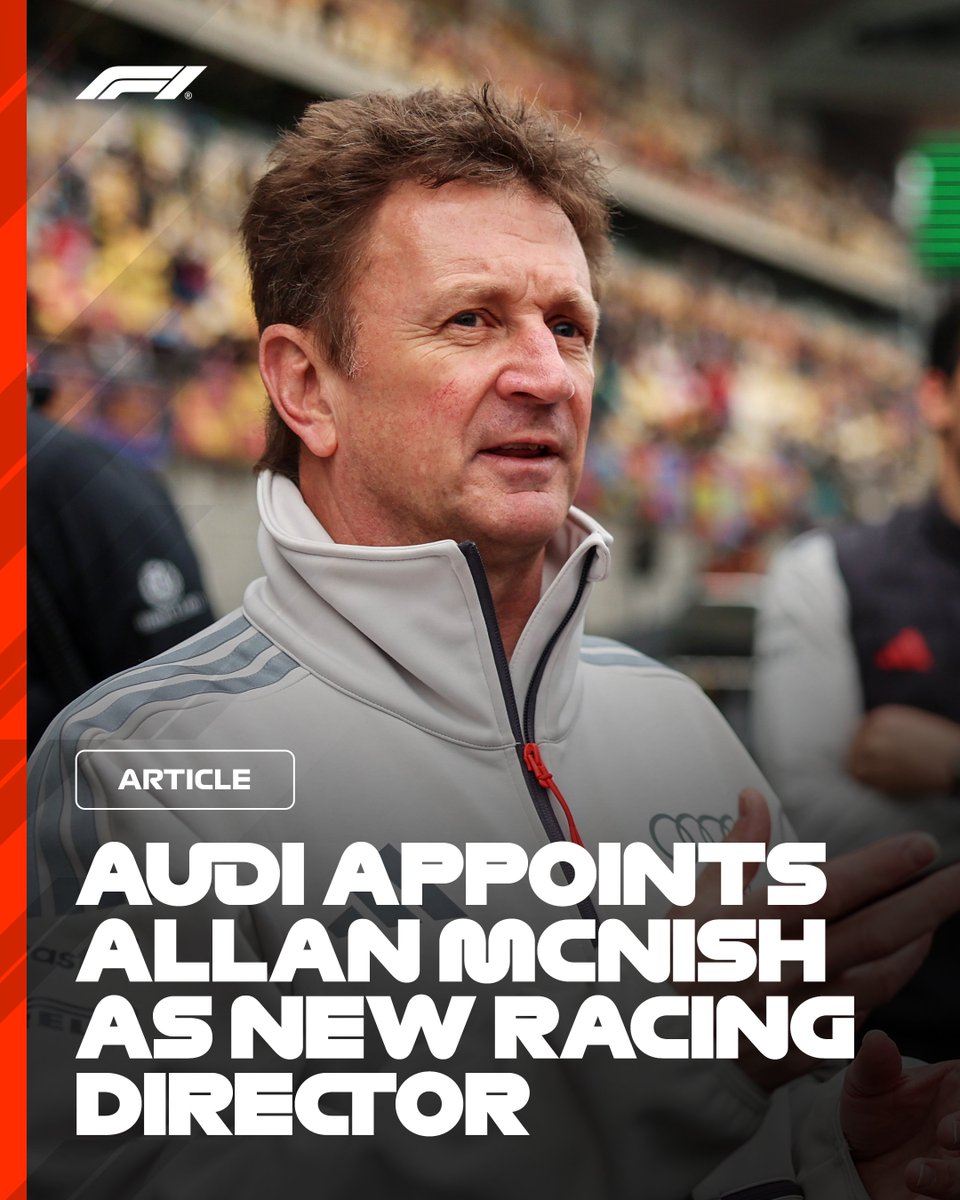 F1's tweet image. Audi have appointed former F1 driver, Allan McNish, as their Racing Director 🚨🤝

McNish begins his role heading up trackside operations from the Miami Grand Prix onwards 👉 f1.com/Audi-Allan-McN…

#F1
