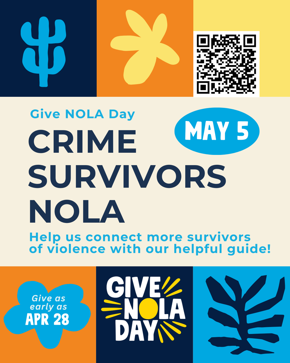 csgnola's tweet photo. We are participating this year in @GNOFoundation's Give NOLA Day on May 5, but you can give as early as April 28!

Help us get our 2026 guidebook into the hands of more survivors of violence in the Greater New Orleans area: https://t.co/7pUpzTGsLF https://t.co/WFFOQ45FyQ