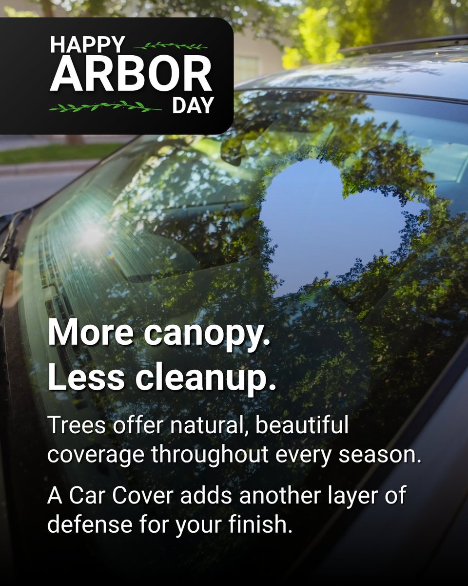 CarCoverscom's tweet photo. Car Covers proudly supports more trees being planted this Arbor Day!

Trees bring natural beauty, support wildlife, and prevent erosion. Their canopies provide protection from sun, rain, and snow – and as anyone who parks outdoors knows.  🌳

And when that shade cover comes with pollen, droppings and sap on our vehicles, a quality, guaranteed-to-fit Car Cover helps take the stress out of being a tree lover.

Protect your ride with a Car Cover made for your make and model via: https://t.co/TY8Vbn6TpO