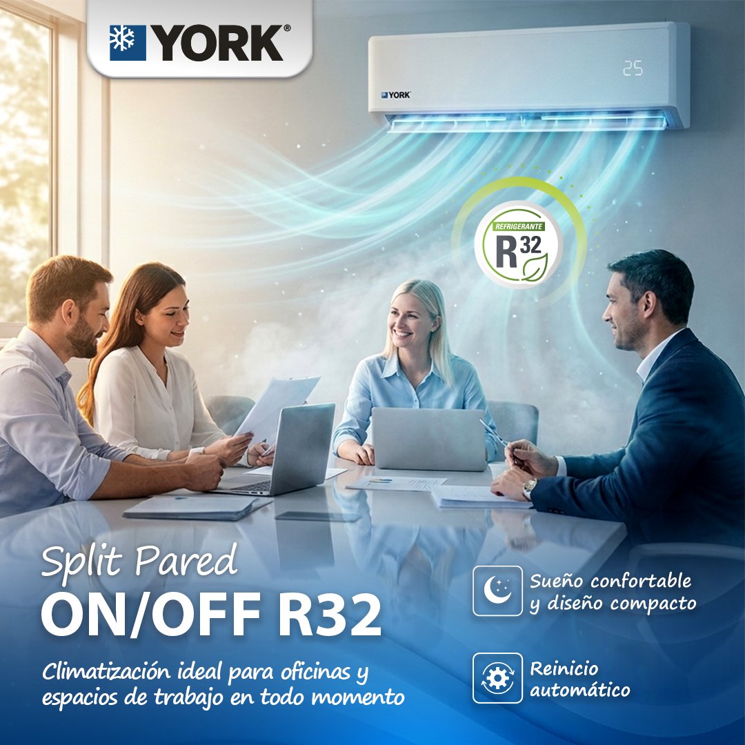 CorporacionUezu's tweet image. Con #YORK Split Pared ON/OFF R32  descubre la comodidad de un aire acondicionado pensado para tu bienestar 🌬️🏡
📥 Descarga nuestro catálogo aquí: cutt.ly/prnuBvXh 
💬 Escríbenos al WhatsApp: wa.me/51994841351
#aireacondicionadoyork #climatizacion #corporacionuezu
