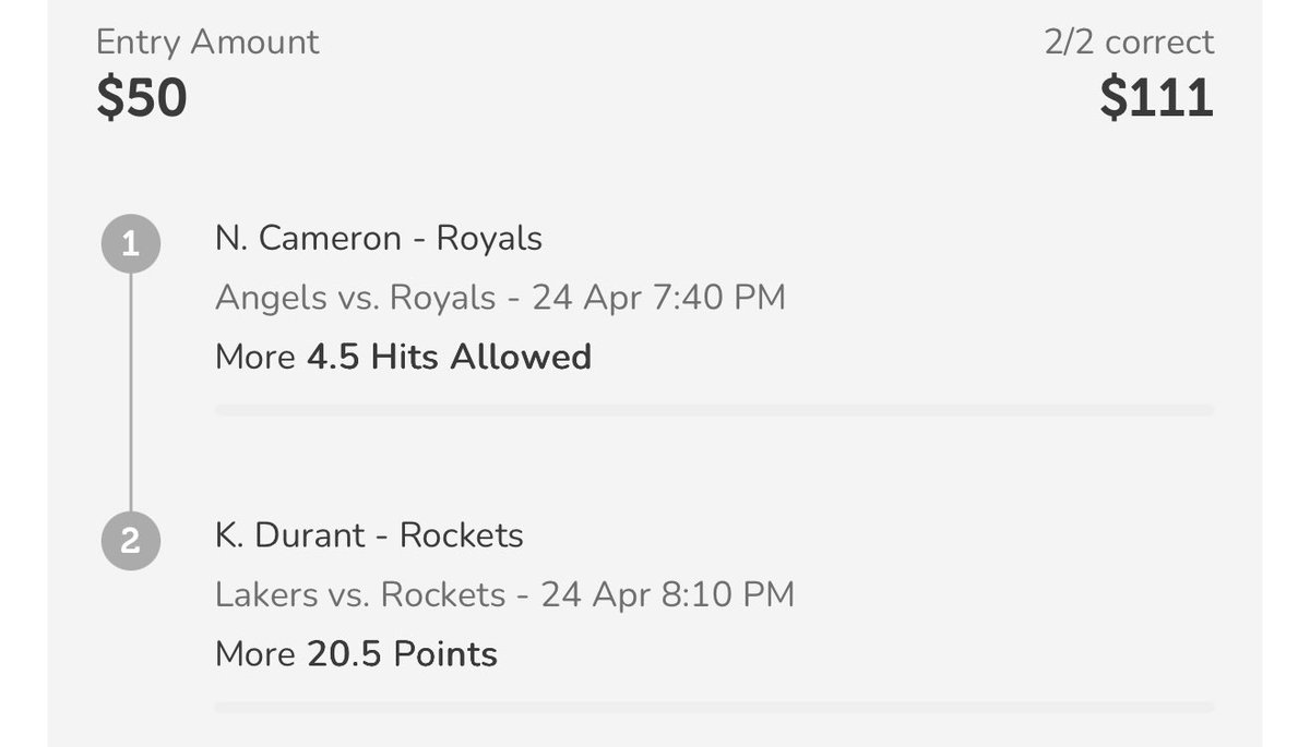 ProfitChamber's tweet photo. THIS PLAY IS SMACKING🚀

⚾️MIX AND MATCH🏀

📊Noah Cameron o4.5 HA
📊Kevin Durant o20.5 PTS

Angels lineup smokes LHP and Cameron allows a ton of contact. KD going to have to be aggressive if the rockets want to win tonight, 21 feels easy. 

❤️ IF TAILING! 

Code CHAMBER on ParlayPlay for $100⬇️