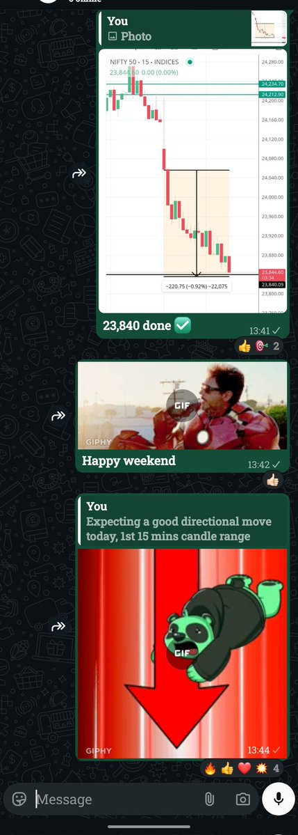 mehandran's tweet image. NIFTY : 24 Apr 2026. 
A good Day. 
  The directional move analysis worked well, hitting the target perfectly 🎯  #hst #priceaction #Nifty50