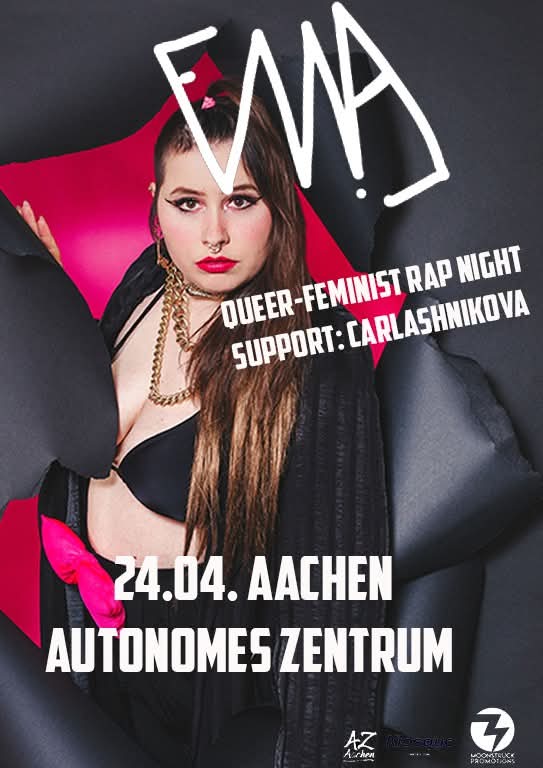 AzAachen's tweet image. Heute Abend Queer-Feminist Rap Night mit FINNA und CARLASHNIKOVA!
Doors: 20.00
Mehr Infos: az-aachen.de/konzerte/queer…
#aachen #azaachen