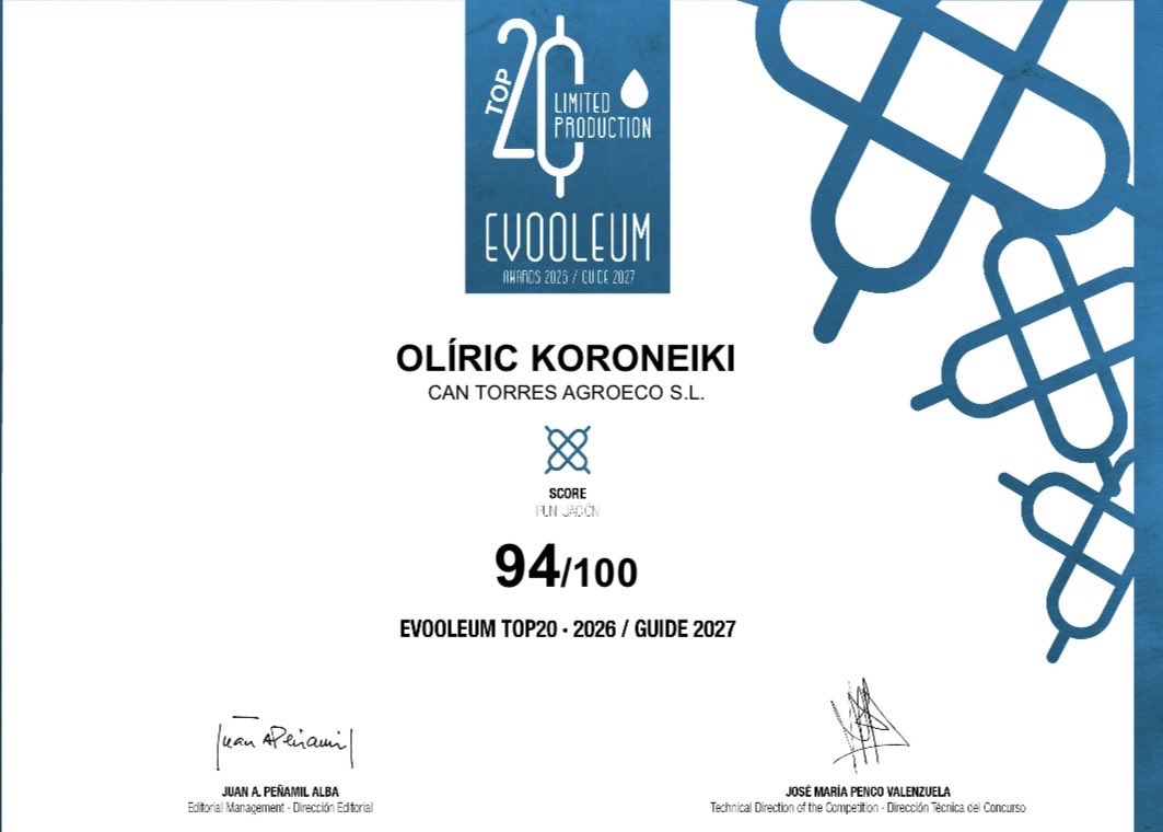 AgriculturaGOIB's tweet photo. 🌿🥇 Enhorabona!

L’OOVE “Olíric” (Koroneiki) ha estat reconegut com a número 1 dins el Top 20 d’Evooleum, amb la màxima puntuació. Un èxit que es repeteix per segon any consecutiu. https://t.co/NehRtNoyoD