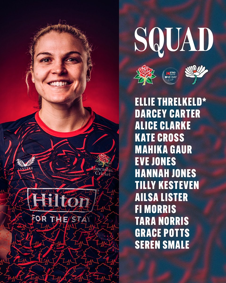 LancsCricketWMN's tweet photo. ROSES READY. ⚔️🌹

Our squad to take on Yorkshire tomorrow @EmiratesOT in the first Tier 1 meeting.

Match Preview: https://t.co/6NiIZndYnz

🌹 #RedRoseTogether https://t.co/Uyiy9tMcgu