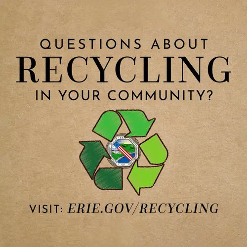 ErieCountyNY's tweet image. ♻️ Have questions about which items can be recycled where you live? Want to learn more about #recycling and how municipal collections work?

Visit the Erie County Department of Environment and Planning website at: erie.gov/recycling