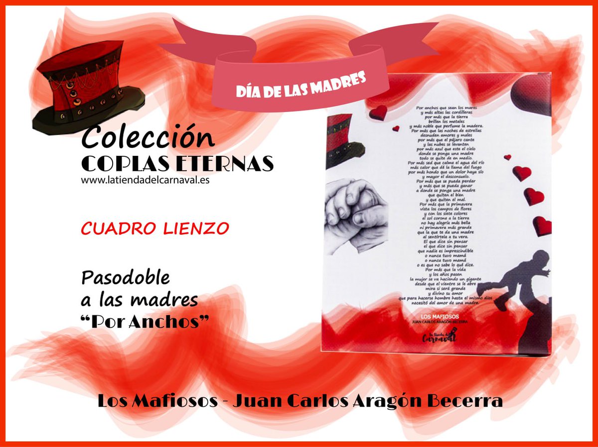 Localdeensayojm's tweet image. 💐 Este Día de la Madre… díselo con un pasodoble 💐

Porque no hay letra más bonita que un pasodoble dedicado a una madre 🎶❤️

Los cuadros lienzos de la colección Coplas Eternas de #latiendadelcarnaval.

latiendadelcarnaval.es/categoria/deco…

#diadelasmadres #cadiz #carnavaldecadiz