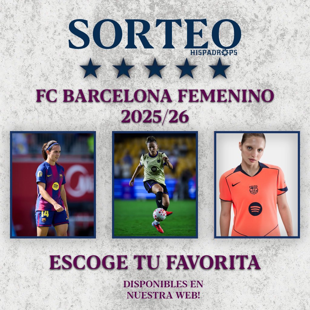 Julia23cule11's tweet photo. ‼️SORTEO BARÇA FEMENINO‼️

Camiseta a elegir del FC Barcelona + dorsal

Para participar:

- RT 
- Seguir @Hispadrops + @Julia23cule11 

Ganador: 07/05 https://t.co/lVFr9mQhZ4