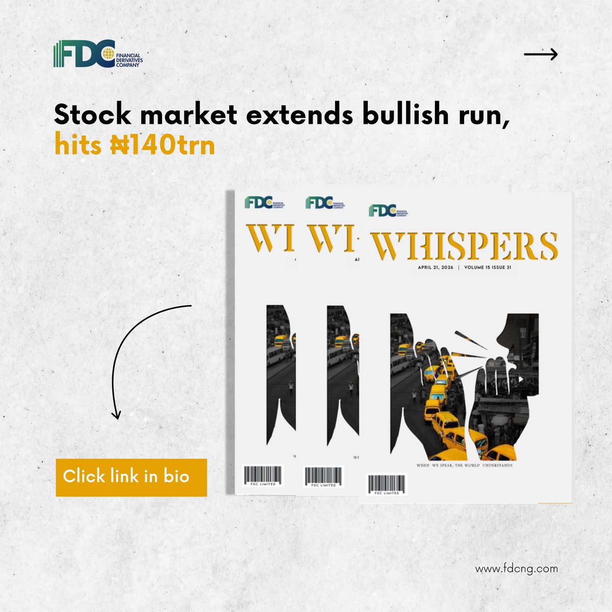 FDC_ltd's tweet photo. Markets are flying, but is it sustainable? 

Nigeria’s stock market has crossed ₦140tn, driven by strong earnings, FX stability, and renewed investor confidence across banking, energy, and consumer goods—but beneath the rally lies a key question: boom or bubble? https://t.co/8I5Xccbmbk