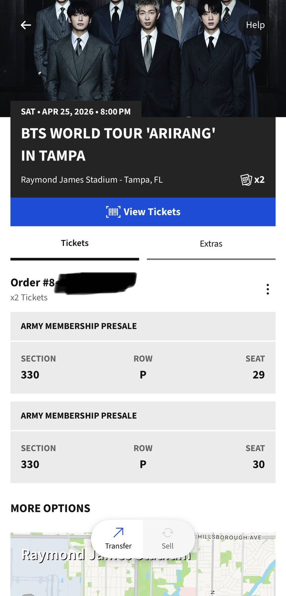 i’m selling 2 bts tickets to their show in tampa for tomorrow!! unfortunately with having a newborn i’m not able to make it work 😭 selling below face value so pls lemme know if you’re interested!!!
#BTS_WORLDTOUR_TAMPA #BTS_WORLDTOUR_ARIRANG #BTS