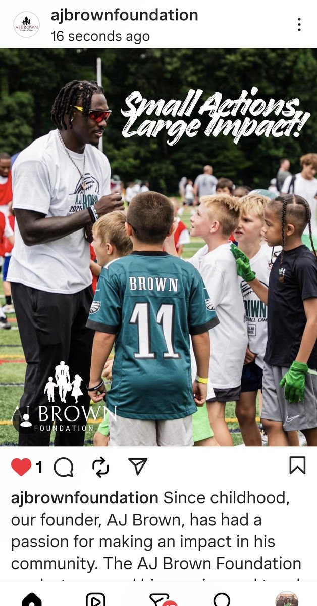 Aj Brown's  Foundation IG post..