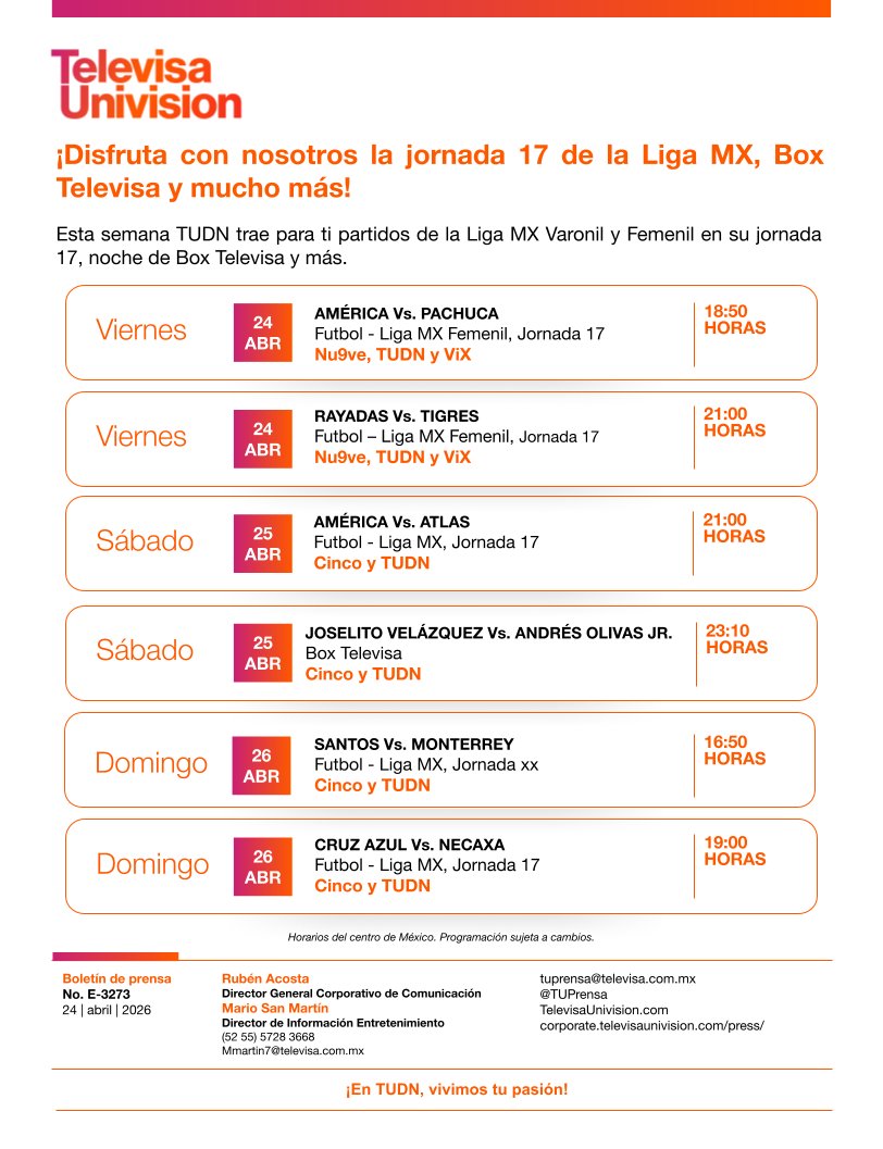 TelevisaUnivision Prensa tweet media