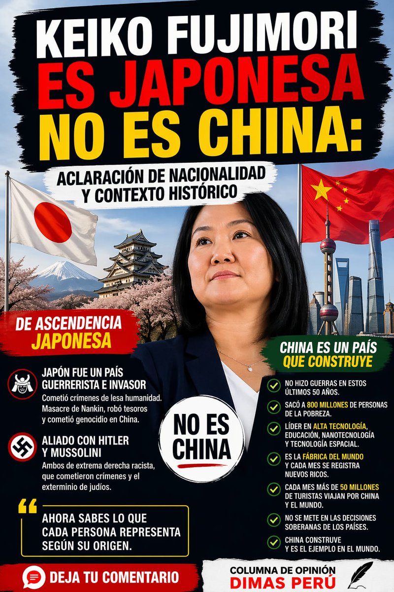 redcomunicador2's tweet photo. KEIKO FUJIMORI ES DE ASCENDENCIA JAPONESA, NO CHINA: ACLARACIÓN DE NACIONALIDAD Y CONTEXTO HISTÓRICO https://t.co/dmvVpTEx7K https://t.co/nTEj4K84ZM