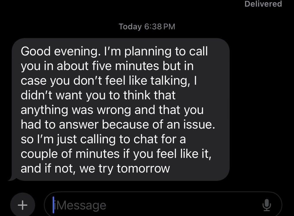 I PROMISE this is a real text I got from one of my closest friends yesterday 😂 

I think it’s the new standard everyone needs to use before they call me