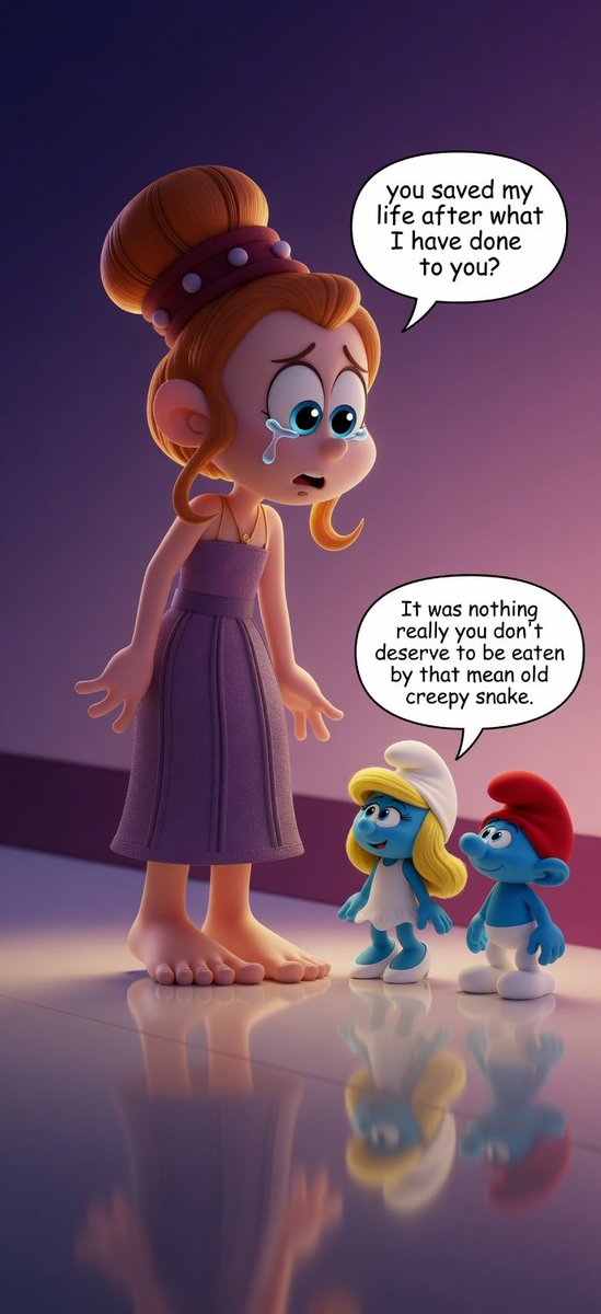 OzzyZapp24751's tweet photo. @martinez_r53033 Here's some images of Petula from The Smurfs cartoon has a change of heart and Smurfette hugs for forgiveness is heartwarming https://t.co/L9MW3AZGT5