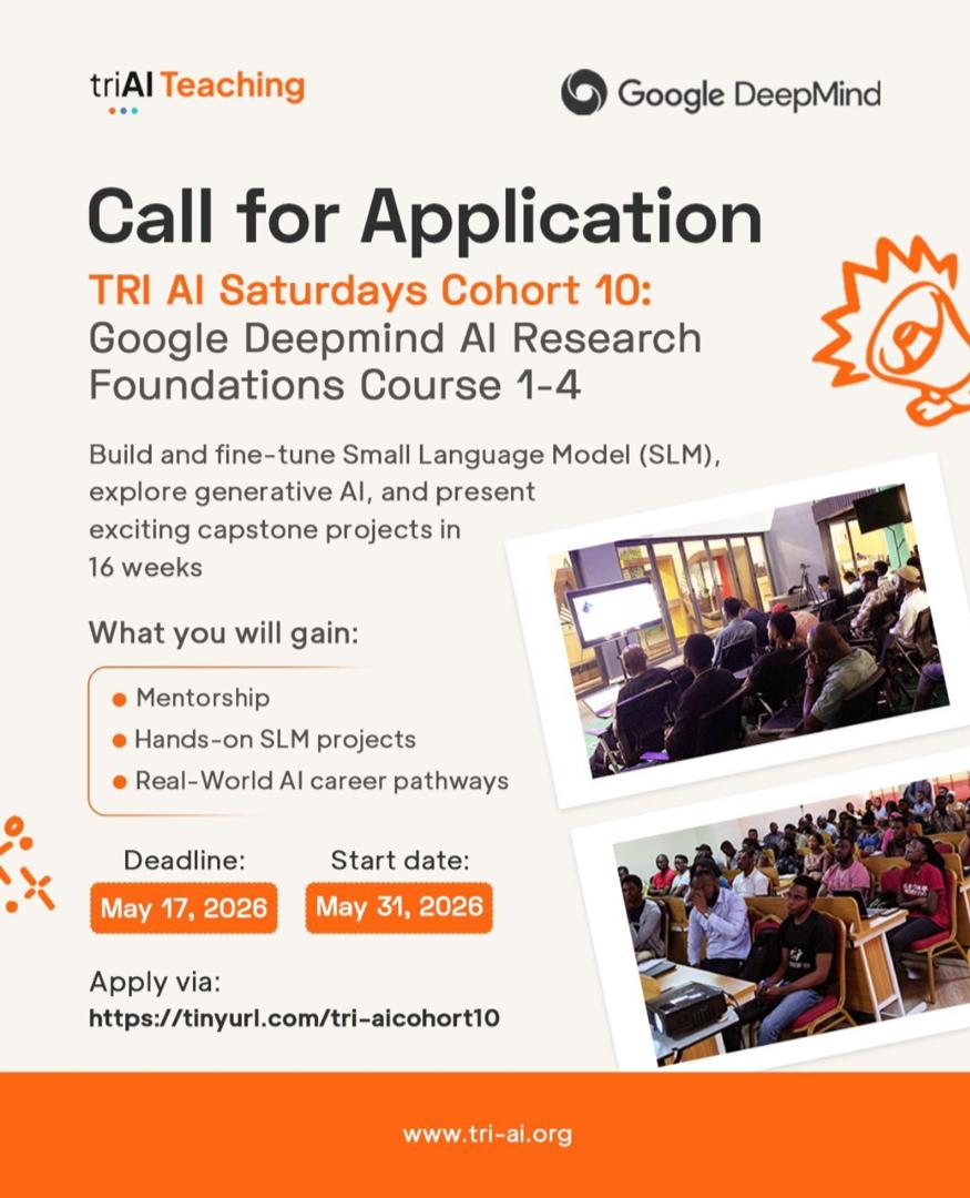 gaagana_'s tweet photo. 📍📍APPLY NOW

Applications are open for Google Deepmind AI Research Foundation Courses.

Deadline: May 17, 2026

Link: https://t.co/usBv3vvaBY https://t.co/axwvK72GcX