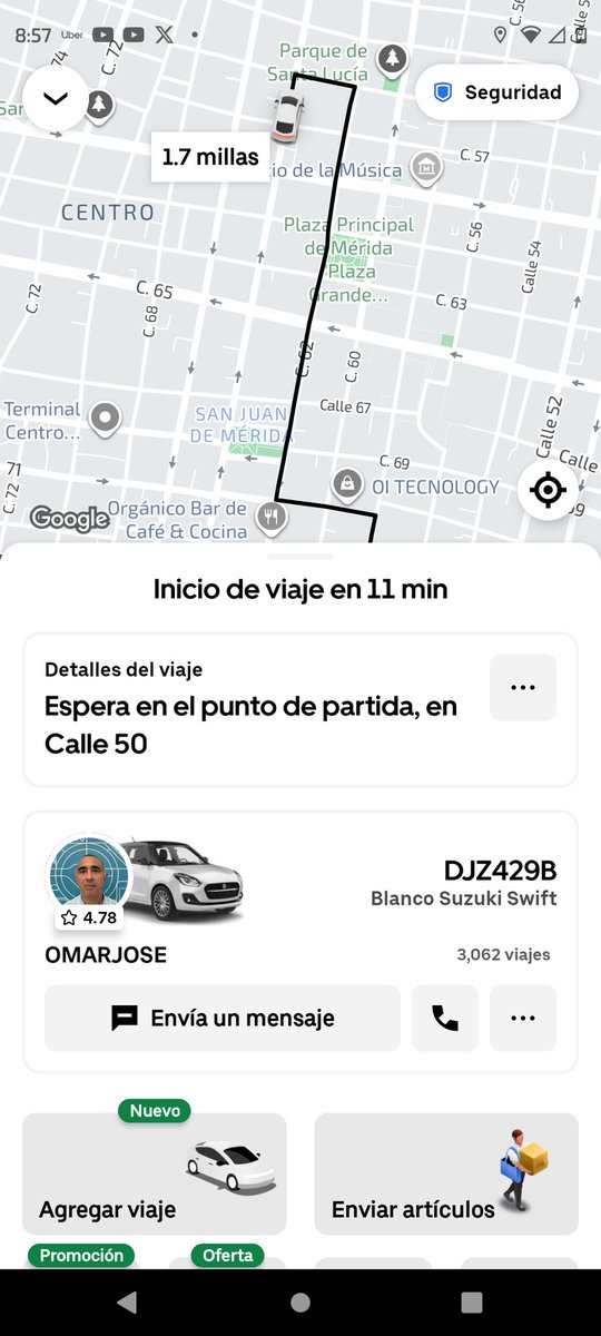 ChagoCicero's tweet photo. @Uber_MEX @Uber_Support 
Solicité un viaje en Modo Espera-Ahorra Al finalizar el tiempo de espera este operador tomó el servicio. Se la paso cambiando de ubicación esperando que Yo cancelara, cosa que no hice por qué necesitaba  servicio. Verifiquen que NO sucedan éstas prácticas https://t.co/OeJmh0ZegK