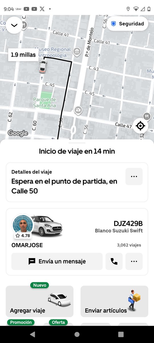 ChagoCicero's tweet photo. @Uber_MEX @Uber_Support 
Solicité un viaje en Modo Espera-Ahorra Al finalizar el tiempo de espera este operador tomó el servicio. Se la paso cambiando de ubicación esperando que Yo cancelara, cosa que no hice por qué necesitaba  servicio. Verifiquen que NO sucedan éstas prácticas https://t.co/OeJmh0ZegK