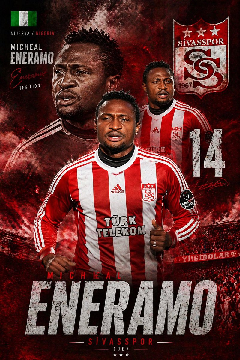 1️⃣4️⃣ Micheal Eneramo
Sivasspor formasıyla 109 maç 38 gol 19 asist
Asla unutulmayacaksın!