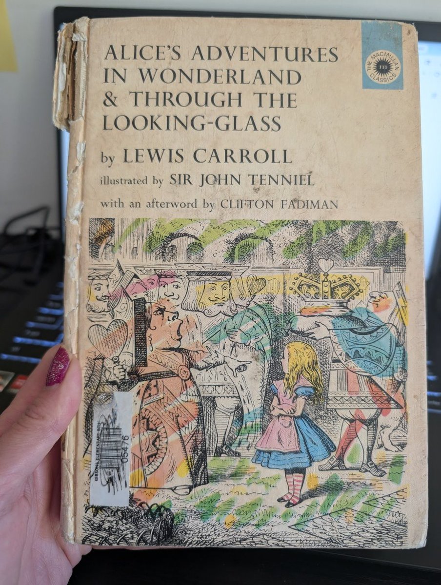 DaniellesInk's tweet photo. She is in rough shape but she is vintage and a classic ♥️ 

This is a 5th edition printed in the 1960s of the 1865 original. She isn't worth any money, but she is worth a million to me 😍

#writingcommuniy #readingcommunity https://t.co/6h4nRw9a42