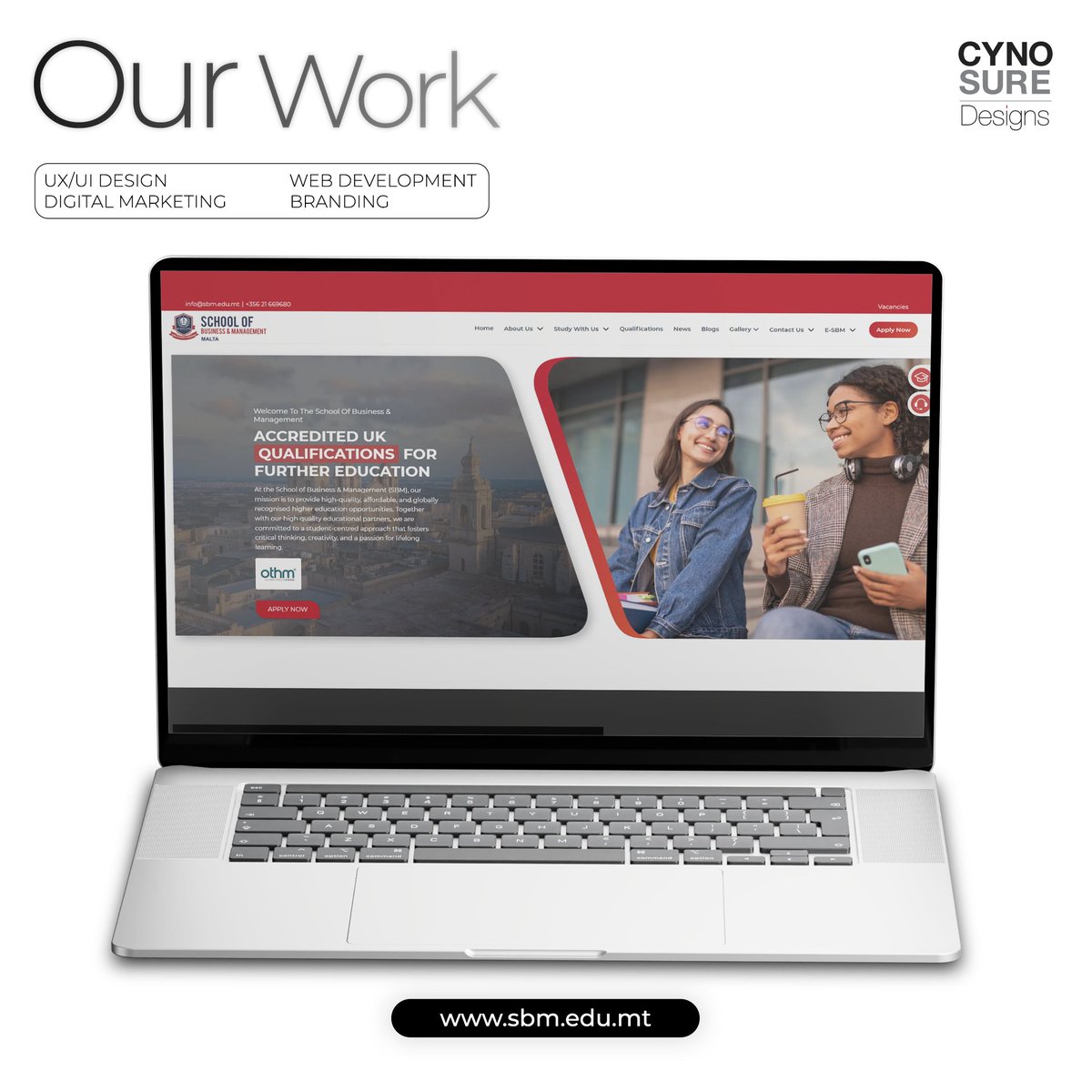 DesignsCynosure's tweet photo. SBM Malta needed clearer course visibility and stronger student enquiries.

We worked on their website, branding, SEO, social media content &amp; PPC campaigns.

🔗 https://t.co/JT02zJwg4U | https://t.co/dHHLYAFc9r

#CynosureDesigns #ppc #seo #webdesign https://t.co/laYmlFexh6