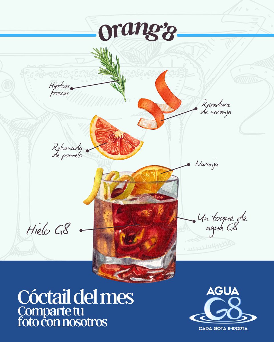 aguag8's tweet photo. Hay experiencias que se construyen en capas.

El hielo, el agua, la base de todo,
también forman parte del resultado final.

🍊 Cóctel del mes: Orang8
📸 Comparte tu versión con nosotros

Desde 2006, siendo referencia en el Este.

#experienciasencapas #cócteldelmes #orang8 https://t.co/st6X5edK3B