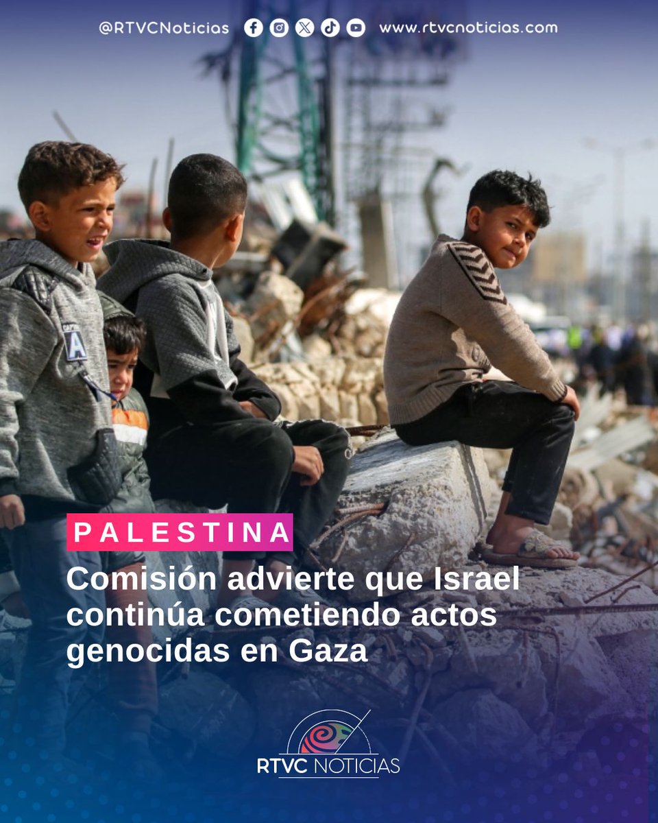 RTVCnoticias's tweet image. #Internacional | Una comisión internacional advirtió que Israel habría cometido actos genocidas en Gaza desde 2023 y alertó que estas acciones continuarían pese al alto al fuego 🌍.

El organismo también señaló nuevas medidas como una ley de pena de muerte que afectaría a