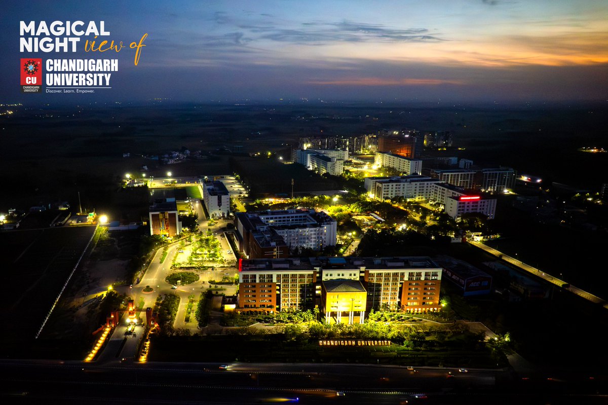 Chandigarh_uni's tweet image. As the sun sets, Chandigarh University transforms into a dazzling sea of lights! One word for this magical night view? Stunning!

#ChandigarhUniversity #NightView #CUShines #CampusLife #HigherEducation