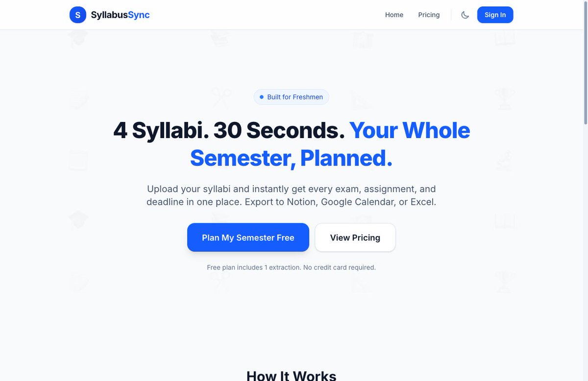 SyllSync's tweet image. Zero engagement on @SyllSync? That’s okay—we’re just getting started. Following? Let’s talk about how SyllabusSync saves students from drowning in due dates. Try it free: syllabussync.app/?utm_source=tw…  #CollegeLife #StudyTips #SyllabusSync