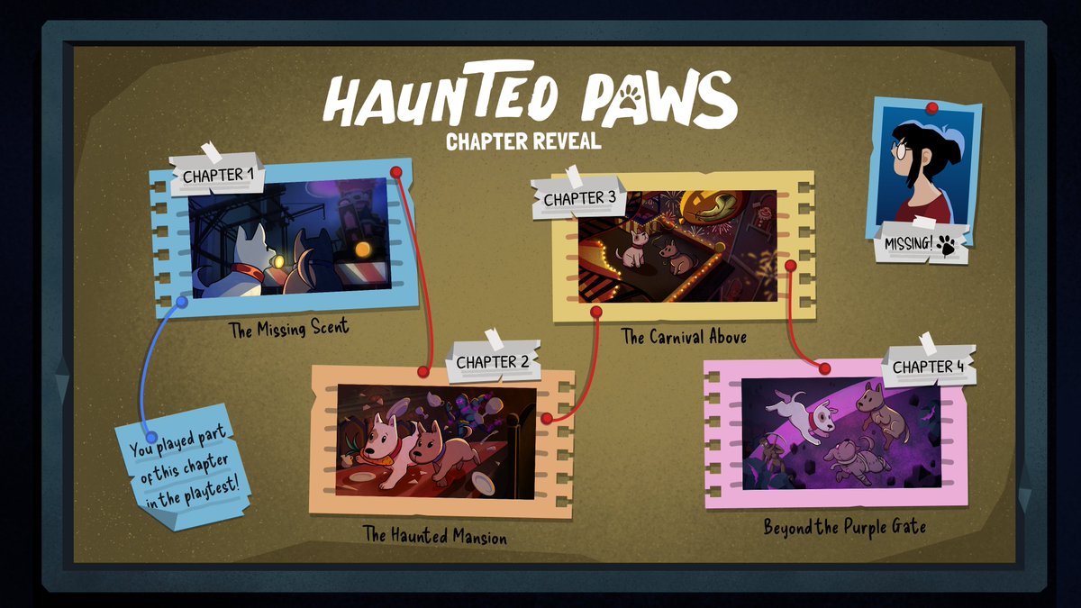 Since the playtest for our co-op horror game about puppies, Haunted Paws, we’ve been hard at work on the rest of the game. 👻🐶

In the playtest, you got to experience part of Chapter 1, but the full game will have 4 chapters in total - each with its own levels, enemies, bosses,