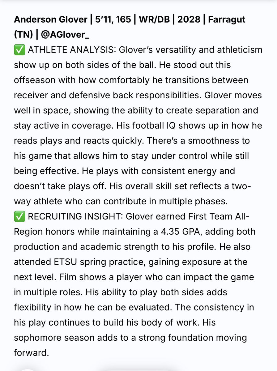 Anderson Glover 2028 WR tweet media