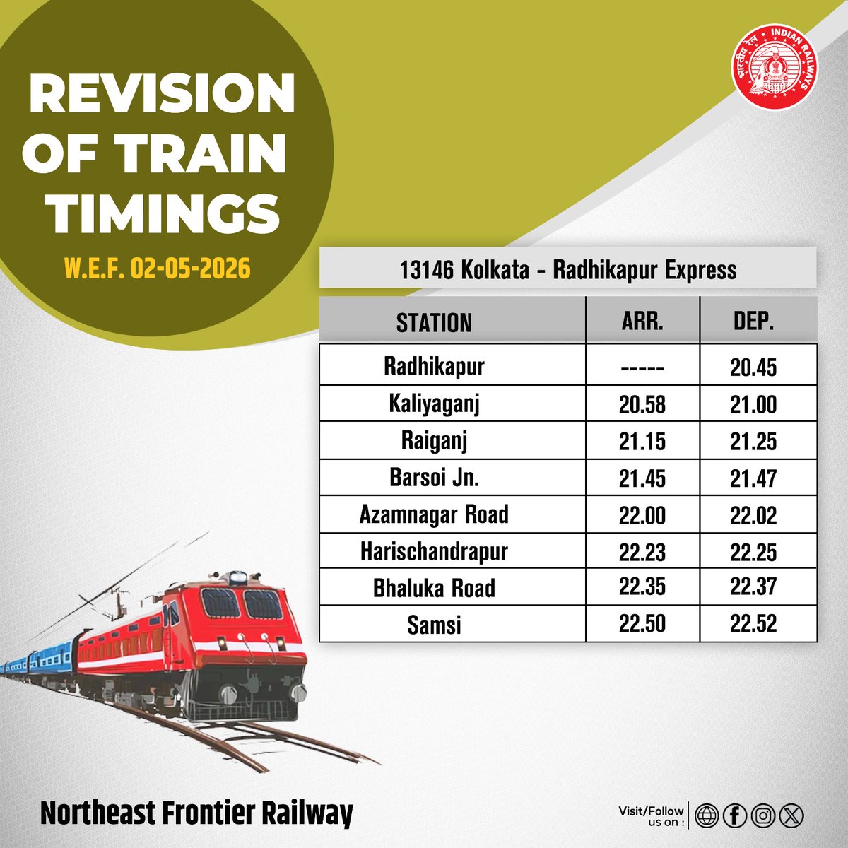 Northeast Frontier Railway tweet media