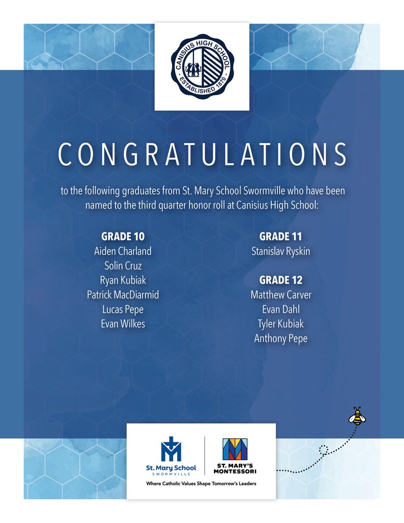 SMSSwormville's tweet image. CONGRATULATIONS  to the following SMS graduates who have been named to the third quarter honor roll!

#SMStheplacetoBEE #HonorRoll #KNOWLEDGE #alumni #alumninews