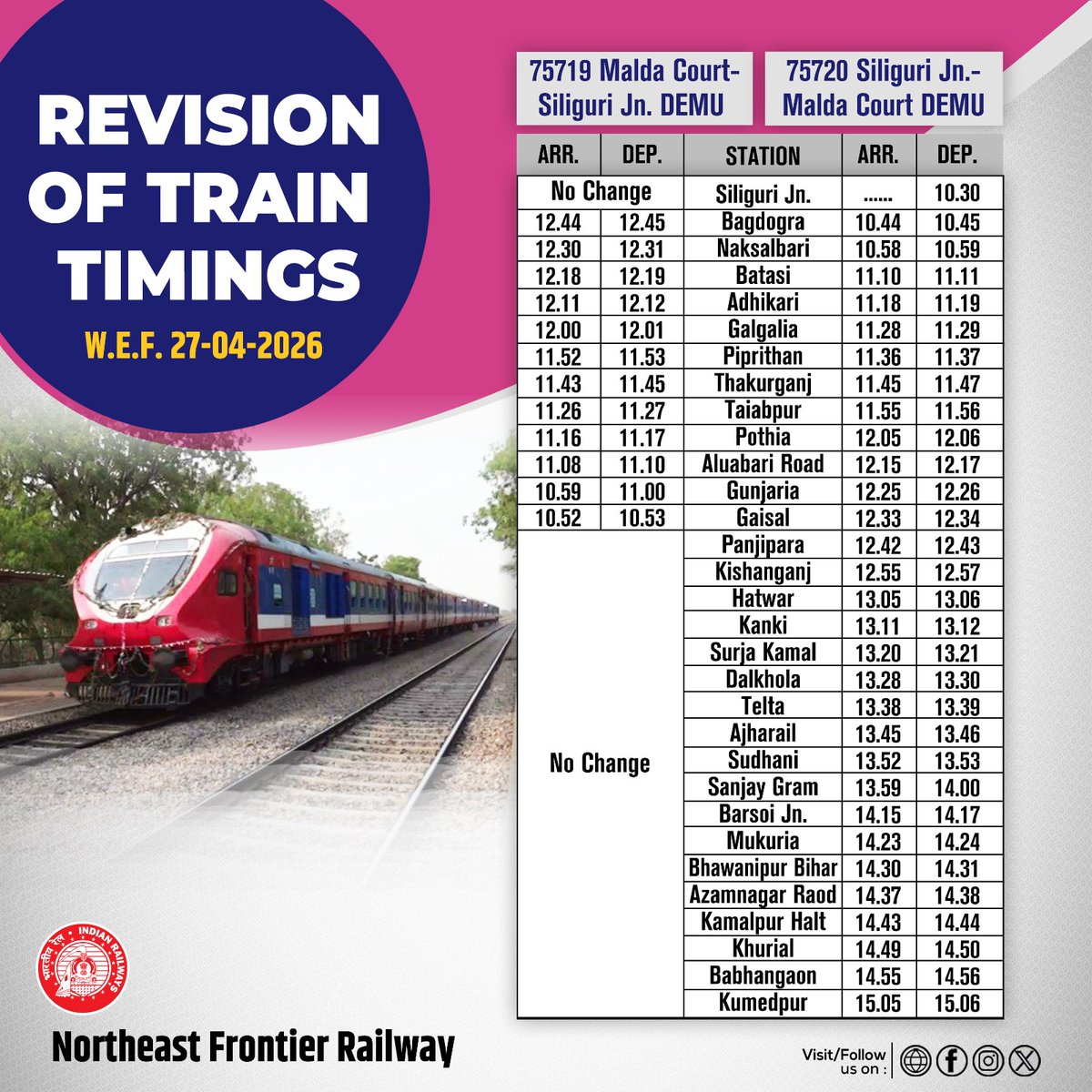 Northeast Frontier Railway tweet media