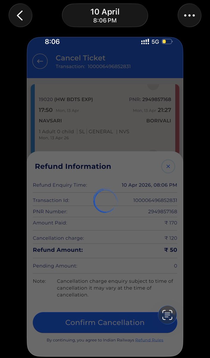 kunalAgor1's tweet image. Can anyone explain the cancellation policy it’s 70.58% cancellation charge on actual ticket price …. 170 @70.58% is my cancellation charge… how fare it is…? 

#indianrailway
#rail 
#rail