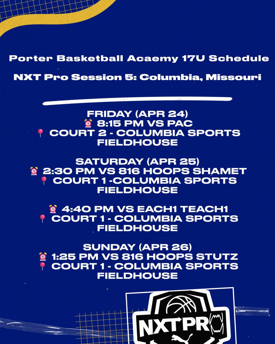 Ready for this weekend in Columbia! Come check us out! 
<a href="/PBA_Como/">Porter Basketball Academy</a> <a href="/PRO16League/">PRO16/NXTPRO League</a>